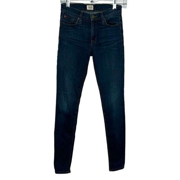 Hudson Dark Wash Jeans, Mid-Rise Skinny Denim Pants Stretch Womens 25 Blue - Picture 1 of 8
